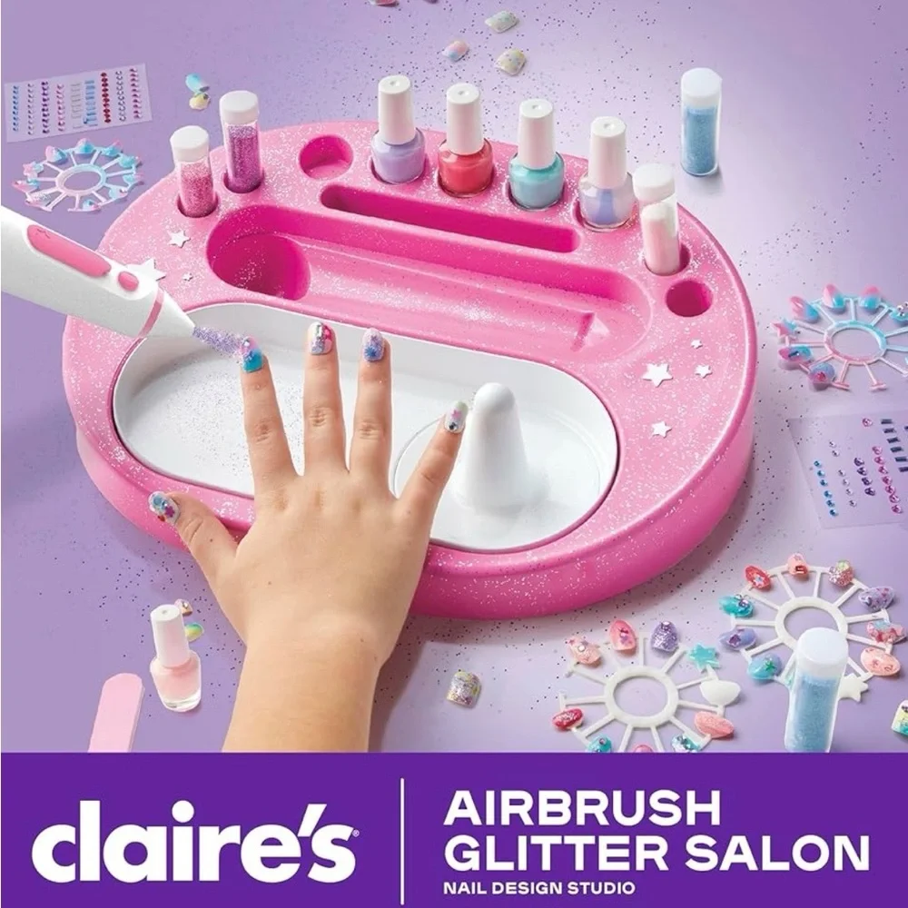 Claire's Pink Airbrush Glitter Nail Salon Kit